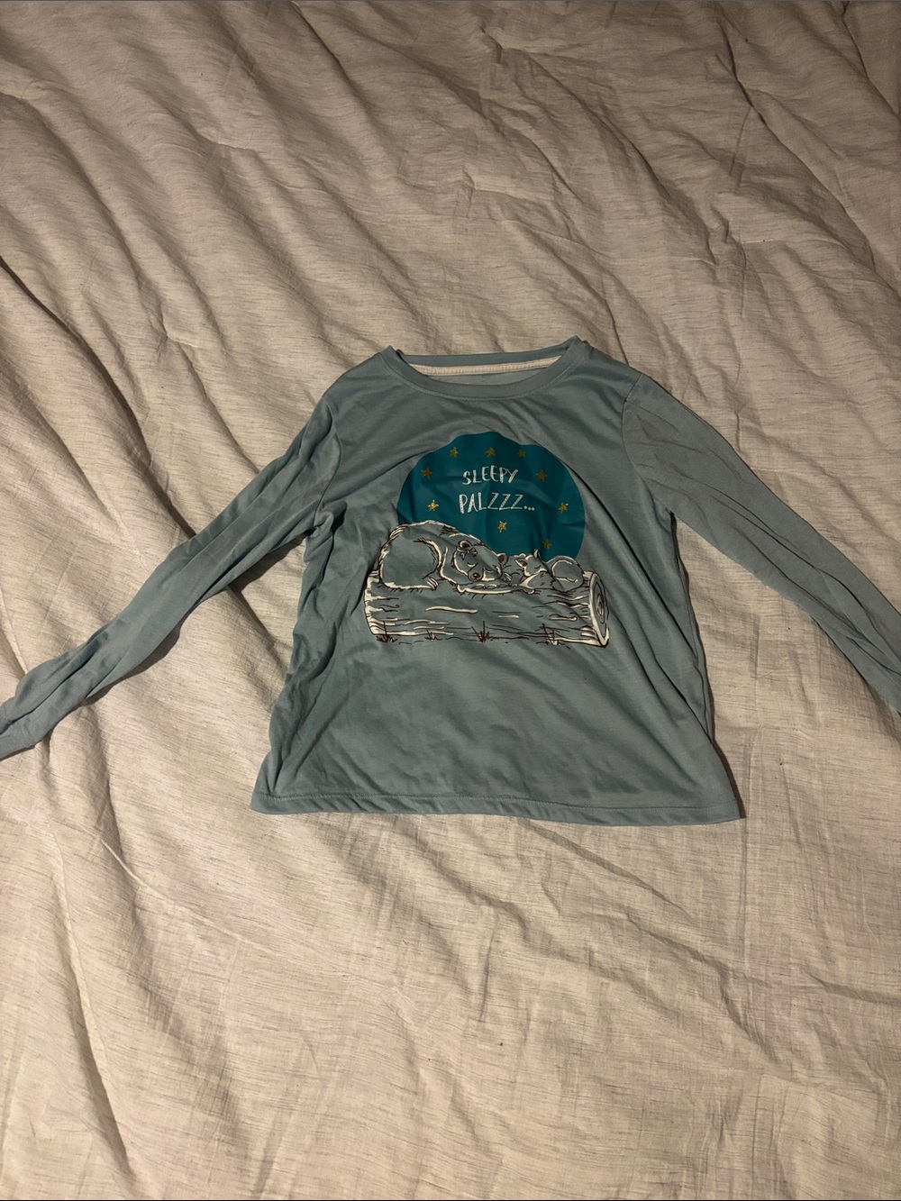 wonder nation Light Blue Long-Sleeve 'Sleepy Palzzz' Graphic Top